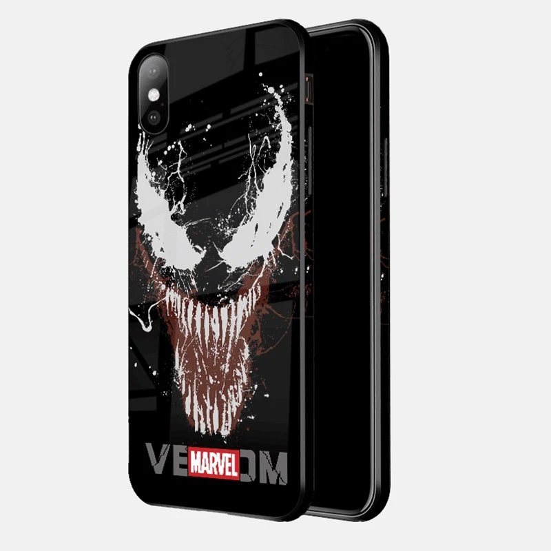 VENOM2 Роскошные стеклянные чехлы для телефонов с супергероями для iPhone 8, 7, 6s Plus, XS Max, XR, 10, 8 Plus, 7 Plus, чехол с логотипом Marvel, Мстители, Человек-паук, Супермен - Цвет: VENOM2