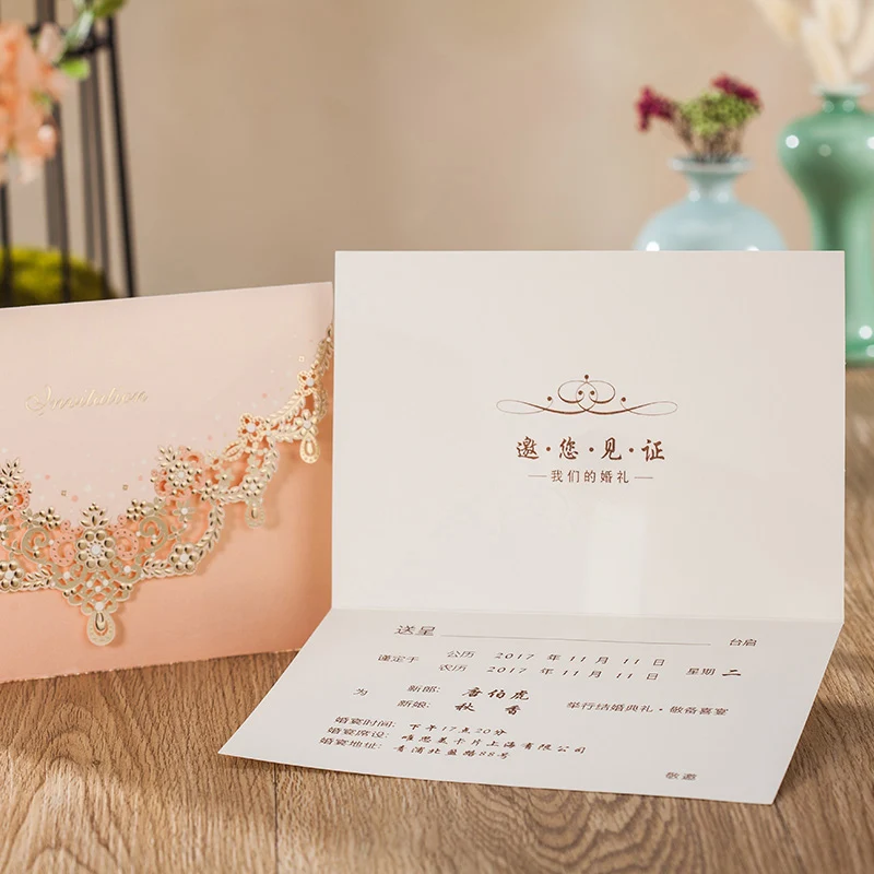 Wishmade щека красные блестящие пригласительные карты набор с шампанским конверты