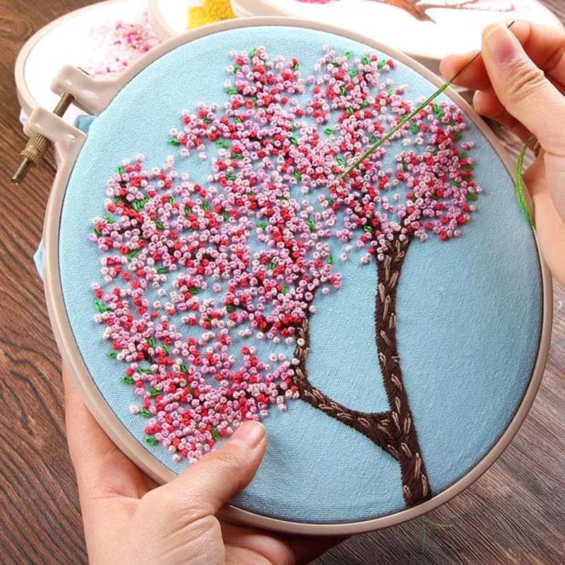 Новый DIY цветок дерева вышивка Наборы ручной рукоделие наборы для вышивки