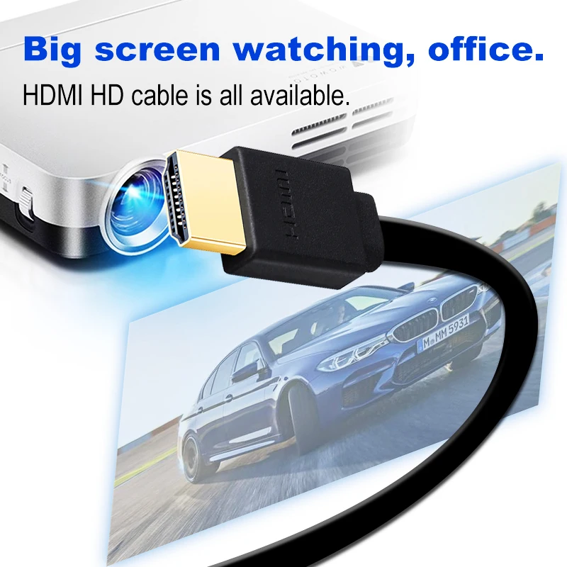 Плоский длинный кабель HDMI 1 4 высокоскоростной позолоченный штекер-штекер версия
