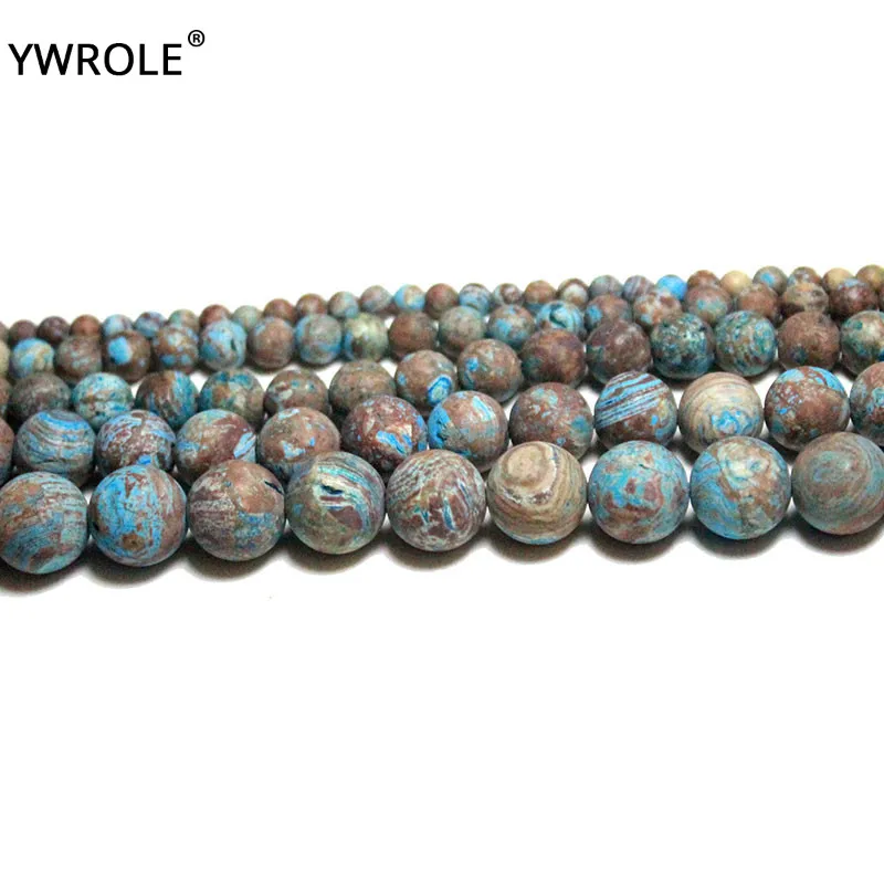 Натуральные круглые матовые бусины с синим камнем для самостоятельного