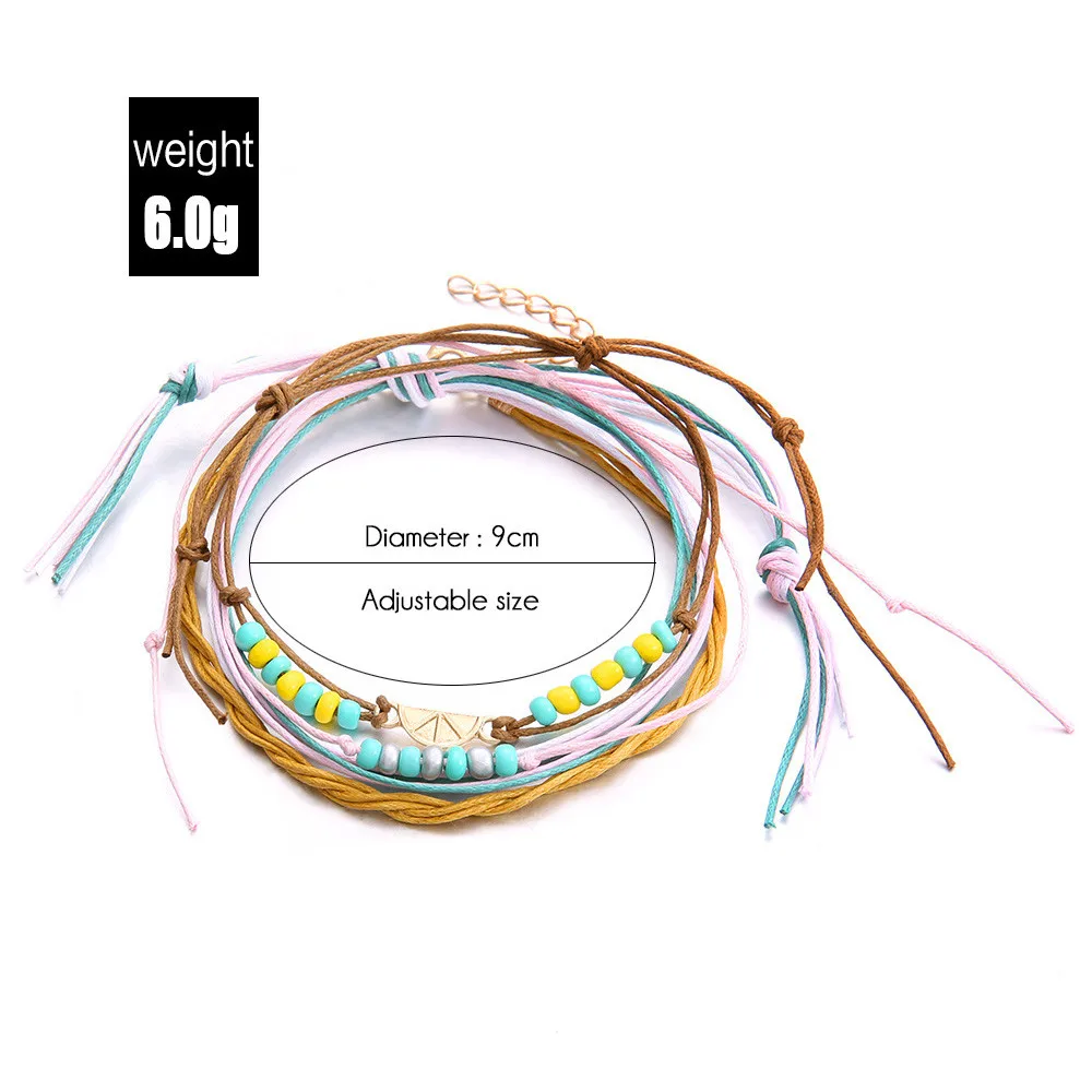 Пикантные пляжные браслеты на лодыжку с фруктами для женщин и мужчин золотистая