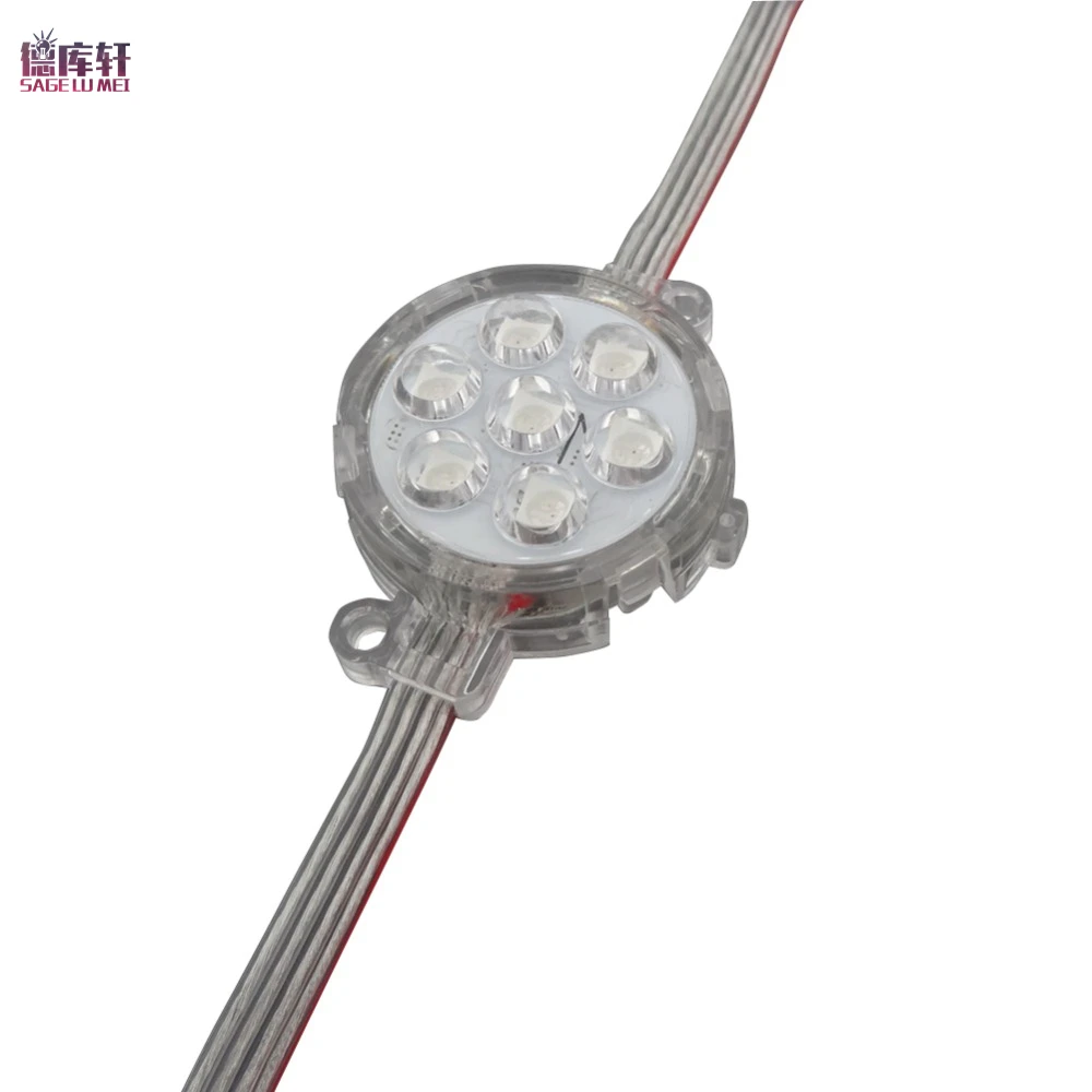 

50mm Diameter DC24V 16703 /1908 IC 7leds led Digital pixel screen modules SMD 5050 RGB Waterproof addressable led Point Light