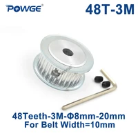 powge 48 teeth htd 3m synchronous timing pulley bore 81012141516171920mm for width 10mm htd3m belt pulley 48t 48teeth
