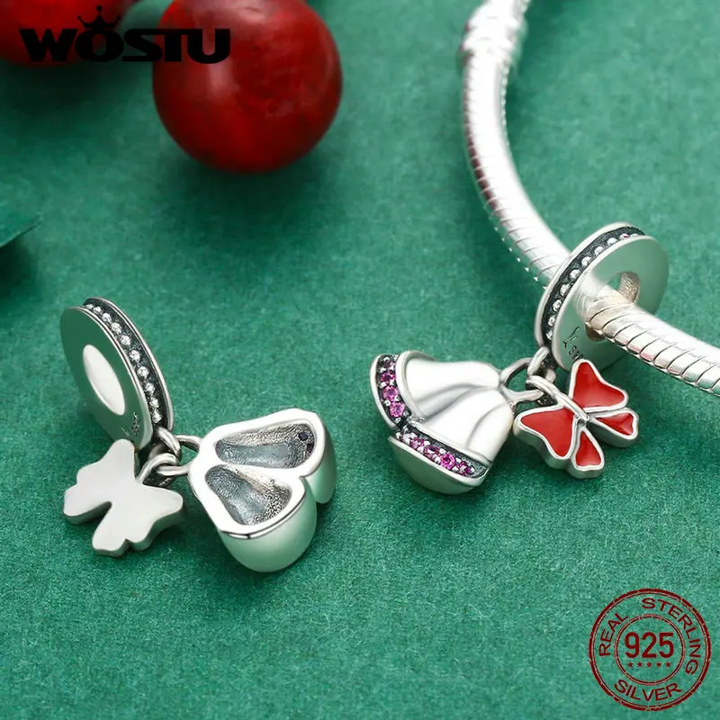 Женские браслеты WOSTU популярные из стерлингового серебра 925 пробы с бусинами и