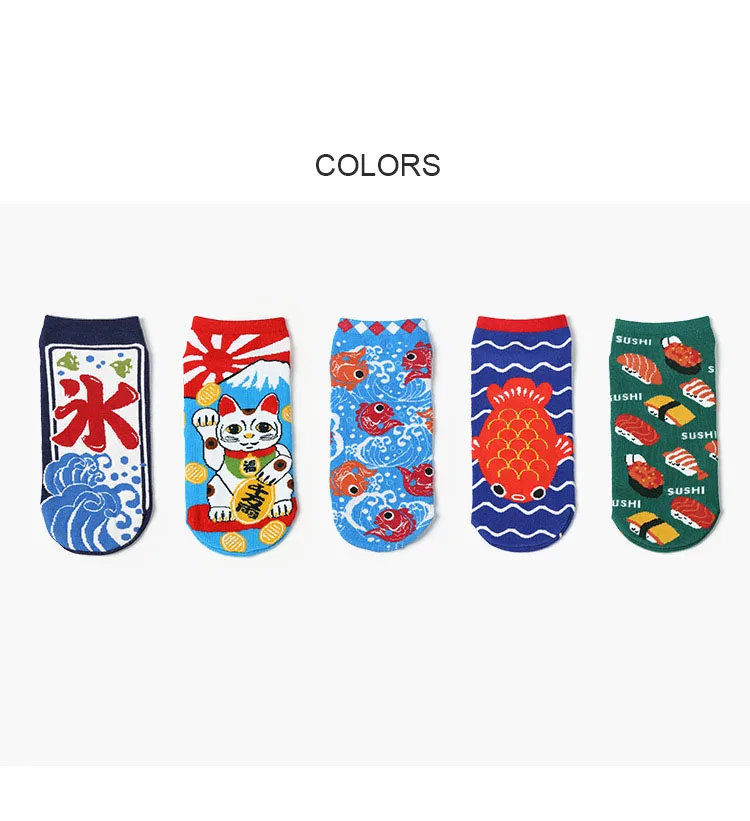 Новые женские хлопковые носки с изображением из мультфильма Lucky Cat, милые короткие носки с котятами, японские модные креативные забавные носки, Тапочки