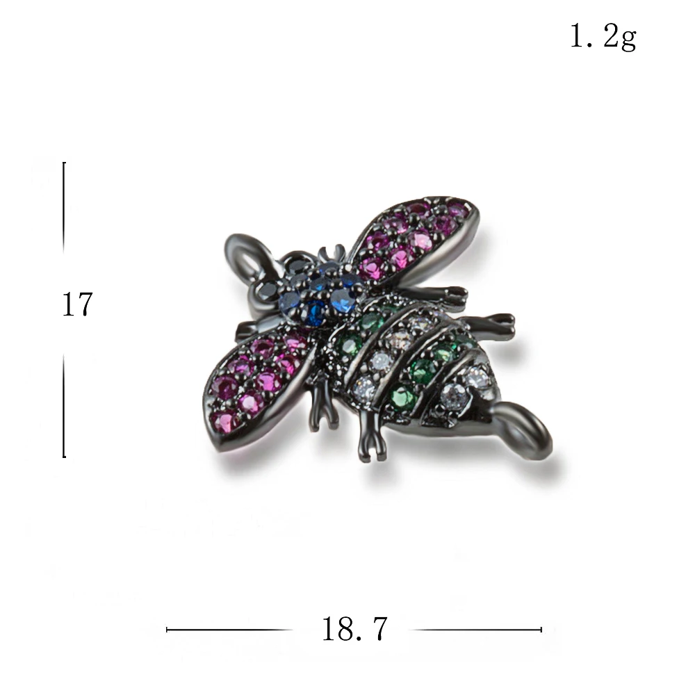 Trendy Multi Cubic Zirconia Bee Charms Connectors for Bracelet Jewelry Making Copper DIY Honeybee Beads | Украшения и аксессуары