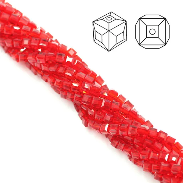 light red ZHUBI 100 шт 3 мм модные разделительные кубики граненые хрустальные бусины амулеты конфетные стеклянные Квадратные бусины для изготовления ювелирных изделий из бисера - Цвет: light red