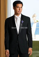two buttons black satin lapel groom tuxedos groomsmen men wedding suits best man suits prom clothing jacketpantsvesttiewedd