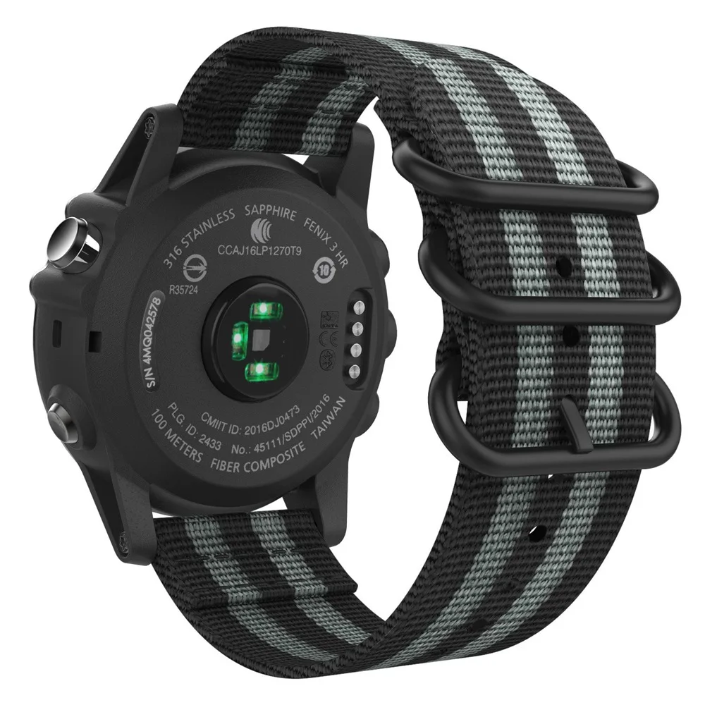 Качество черный серый нейлон ткали часы ремешок для Garmin Fenix 3/3HR замена браслет