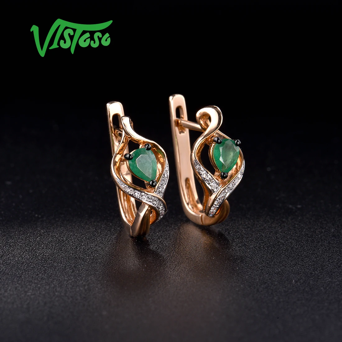 VISTOSO 14 K 585 серьги из розового золота для женщин Гламурные Элегантные классические