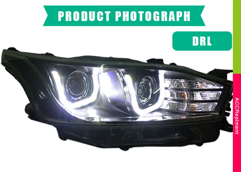 Auto Lighting Стиль светодиодный фара для Toyota YARiS L светодиодный фары- двойной U светодиодный drl H7 hid Би-ксеноновые линзы ближнего света