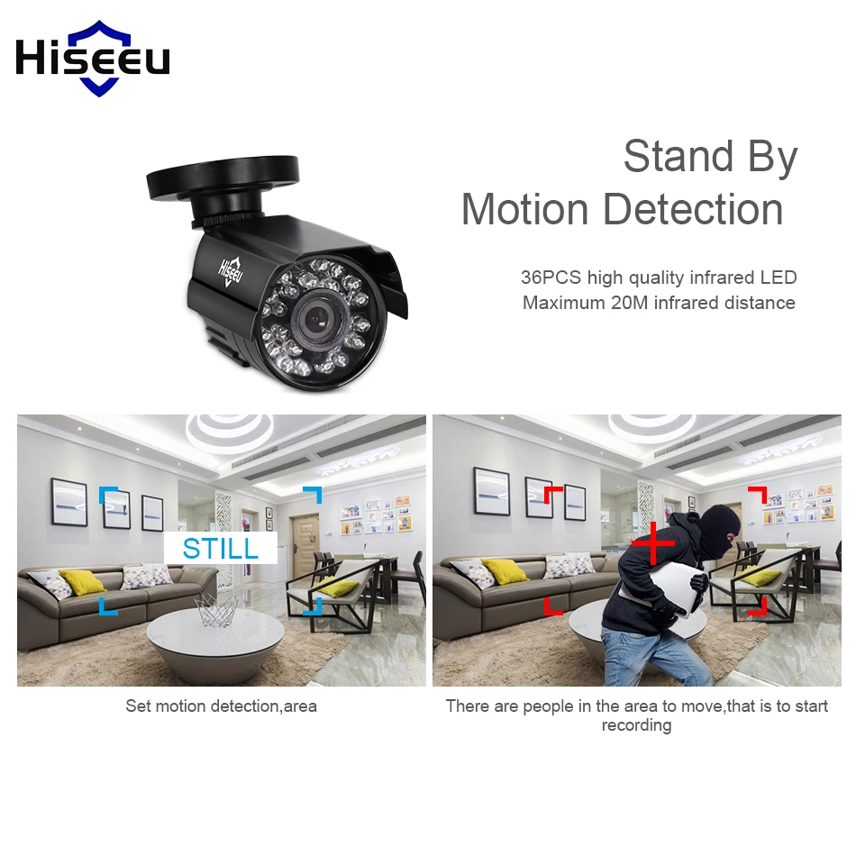Hiseeu 720 P мини IP Камера безопасности пули cctv Indoor/Outdoor ИК Ночное видение P2P 1.0MP ONVIF 2.0