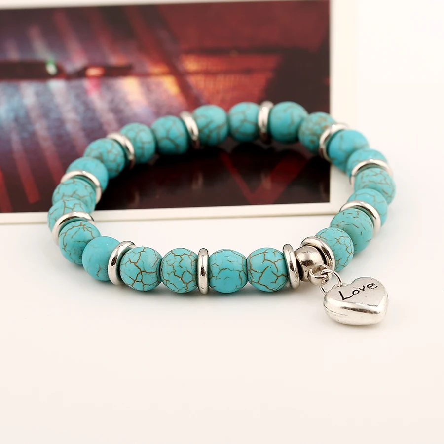 Женский браслет с бусинами и сердечками в богемном стиле|bracelets for|charm braceletcharm bracelets