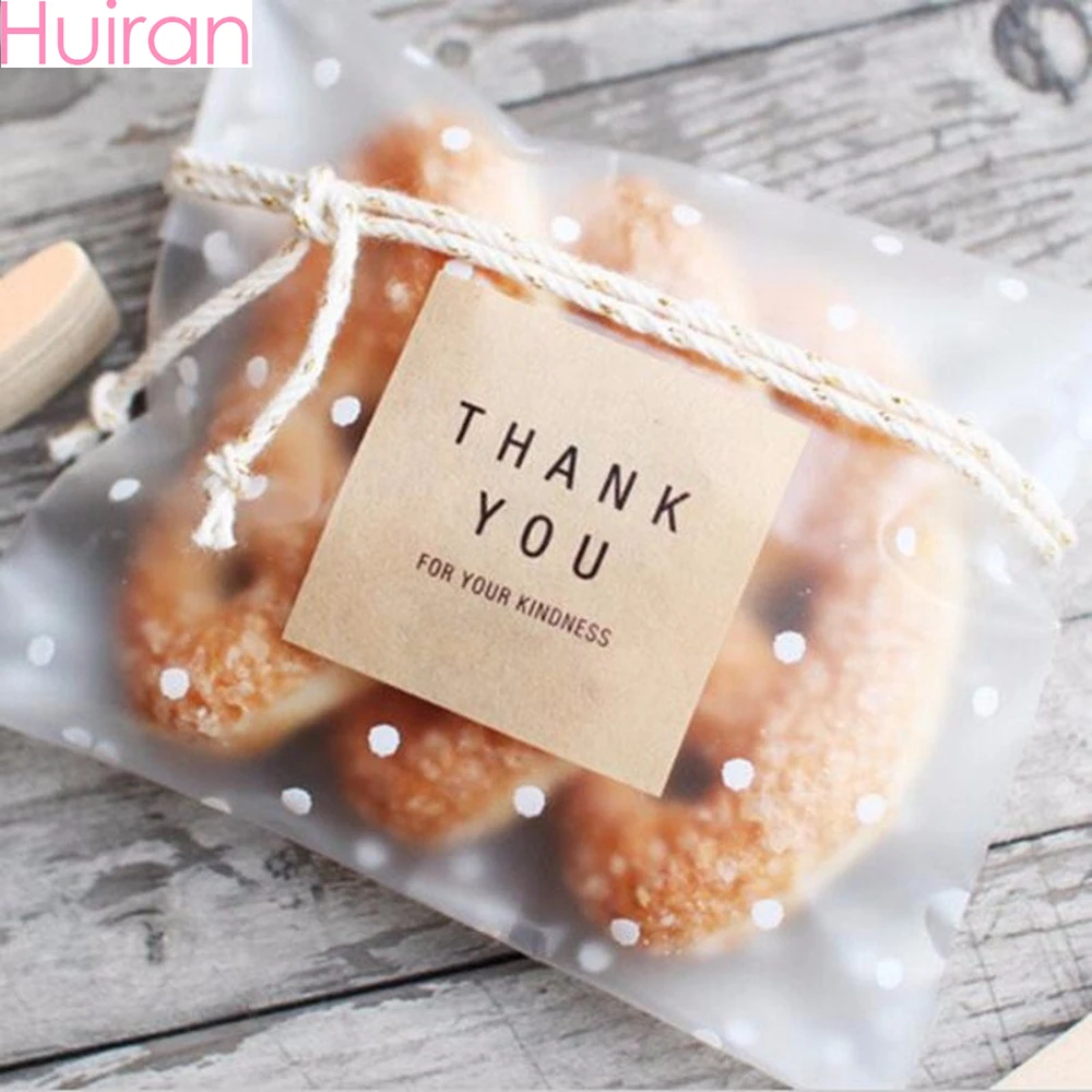 Huiran 100 шт. прозрачная пластиковая сумка в горошек Подарочный мешок для печенья