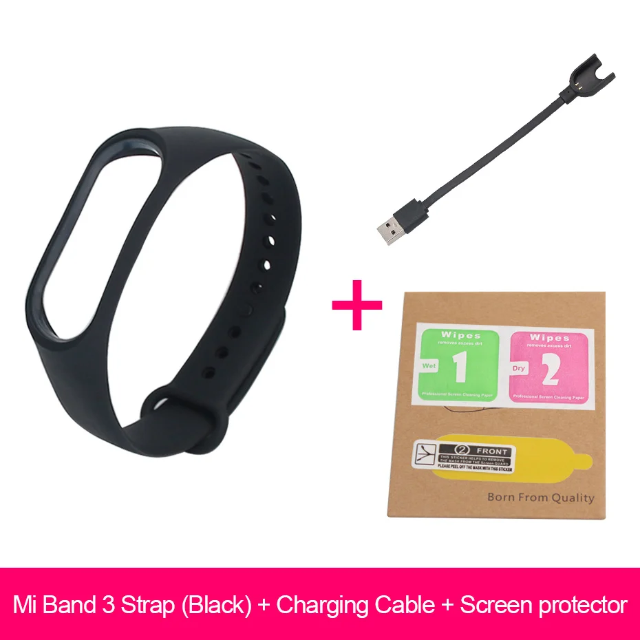Black-USB-Film Для Xiaomi Mi Band 3 зарядный кабель USB Защитная пленка для экрана для Xiaomi Mi Band 3 ремешок для смарт-браслета аксессуары для браслета - Цвет: Black-USB-Film