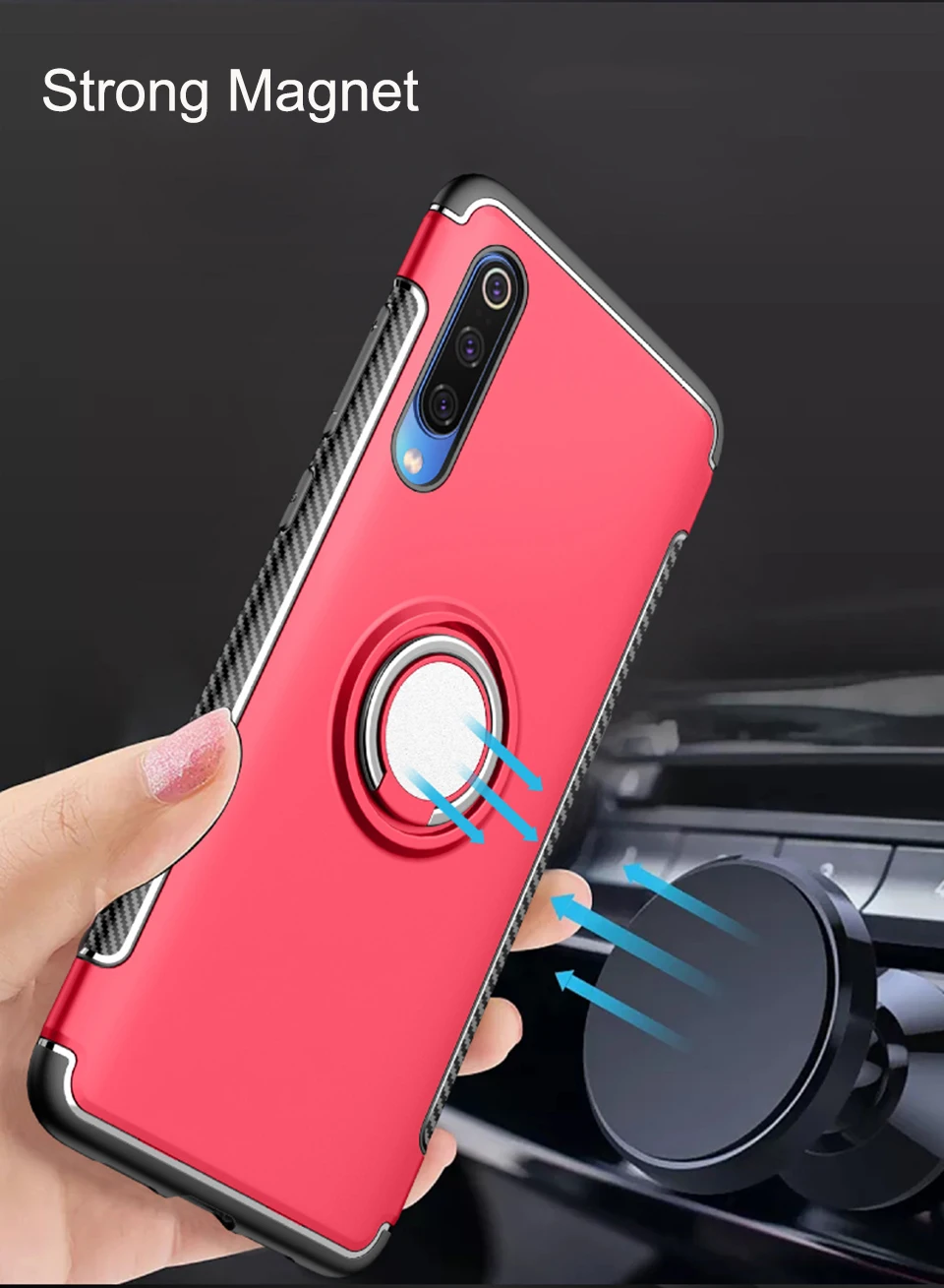 Чехол для телефона с перстнем и подставкой Xiaomi Mi 9 SE PC &amp TPU деловой