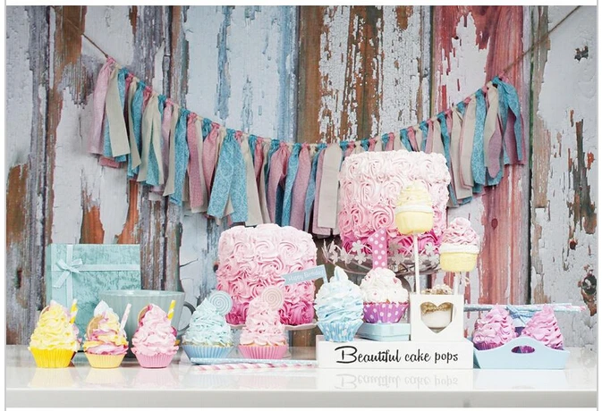 5 * 6.5FT пользовательские фоны для фотосъемки торт красочный милый День рождения