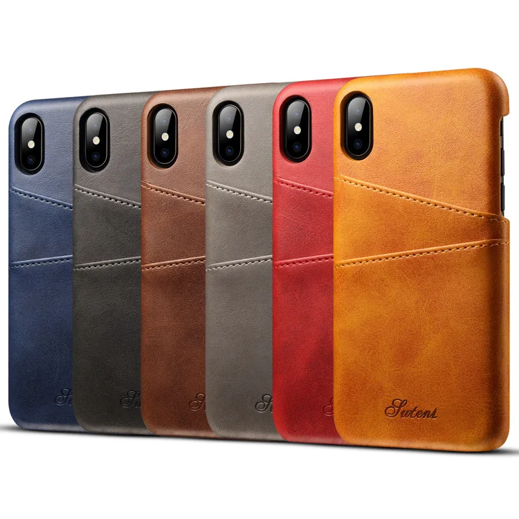 

XGZ New Imitation Leather Card Case for Iphone XS Max Apple 7plus XR Huawei P20 Pro Samsung S9 Case Plain with Card Pocket