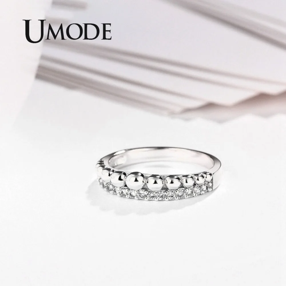 Женские кольца с кубическим цирконием UMODE круглые розового золота ювелирные