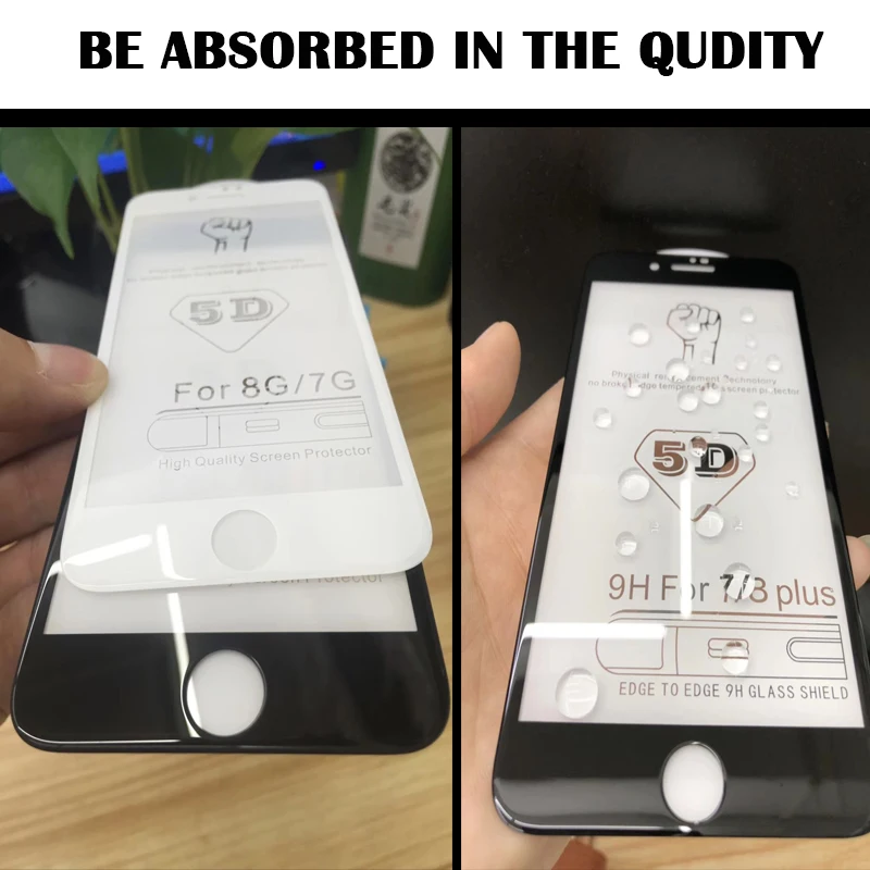 5D закаленное стекло с полным покрытием для iPhone 7 iphone Защитное 6 6s 8 Plus пленка из
