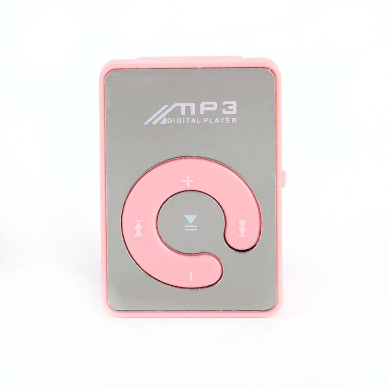 Розовый USB цифровой Mp3 музыкальный плеер мини зеркало клип Поддержка 8 Гб SD TF карты Портативный Спорт MP3-плееры - Цвет: Розовый