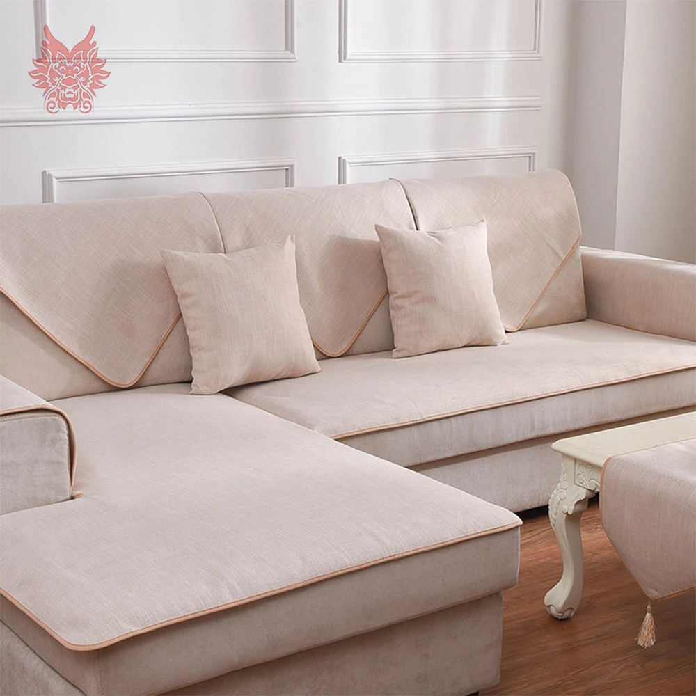 Европейский стиль бежевый льняной чехол для дивана cama гостиной fundas de sofa