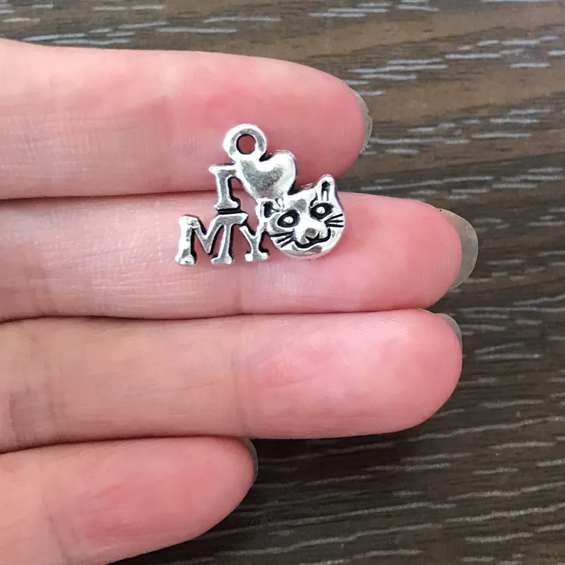 20 шт. DIY Ювелирные изделия I Love My Cat Charms цинковый сплав Подвеска для браслета
