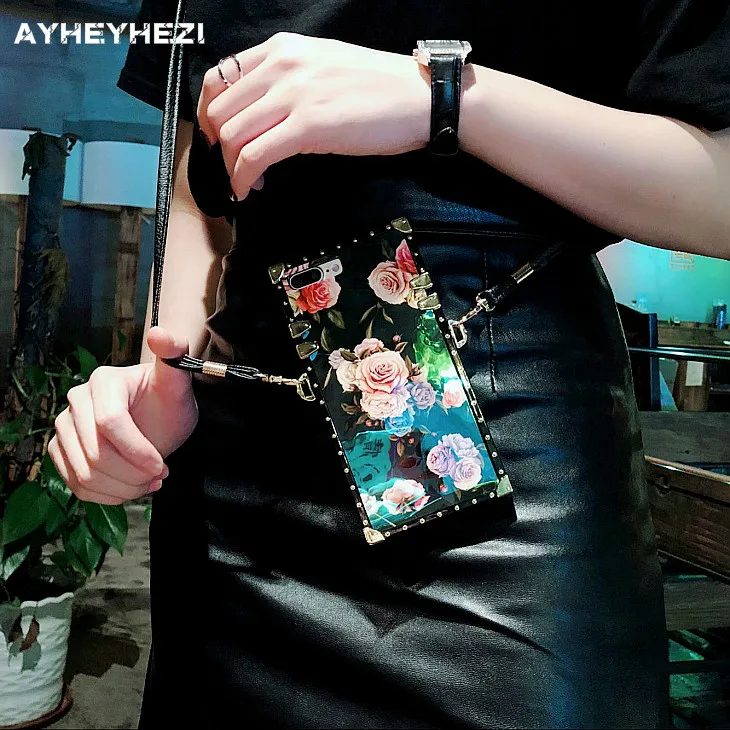 10 шт. Роскошный розовый чехол через плечо с длинной цепочкой для iphone XS MAX XR 6 8 7 Plus