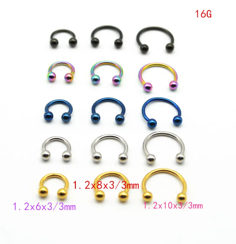 10 шт. шаровая Подкова круглая Ring316L хирургическая сталь Лабрет соска обручи нос