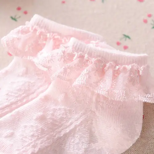 

Toddler Baby Girls Lace Ruffle Frilly Ankle Socks Princess Anti Slip Tutu Socks Solid Cute Cotton Soft Socks