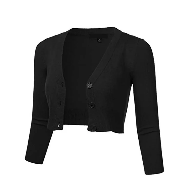 Женский кардиган с длинными рукавами Повседневная укороченная куртка