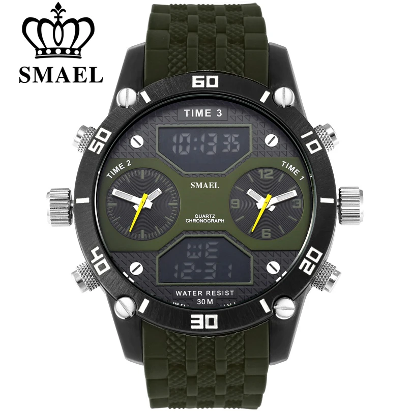 SMAEL мужские спортивные часы водостойкие военные кварцевые цифровые Будильник