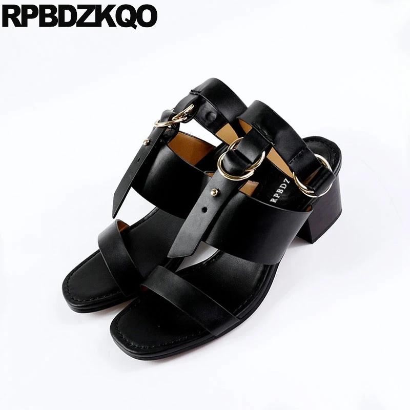 Slingback насосы ремешки высокий каблук толстый винтажные сандалии для гладиаторов