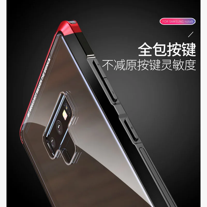 Fashion Tempered Glass Metallic Case For Samsung galaxy Note 9 cover shell Note9 Cases phone |
