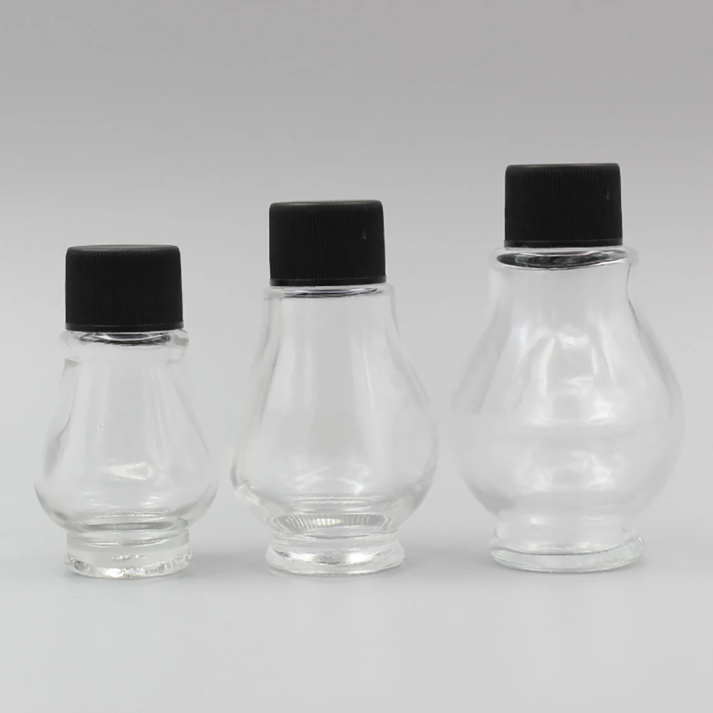 Cosmetic Bottle 10ml Empty Clear Glass with Black Cover Wholesale
