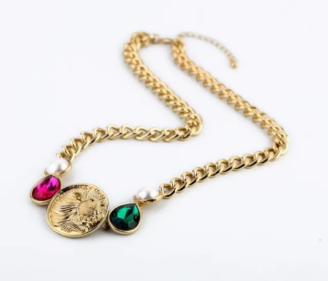2014 New Unique Design Women Colorful Rhinestone Gold Chain Chunky Choker Bib Statement Necklaces N1507 | Украшения и аксессуары