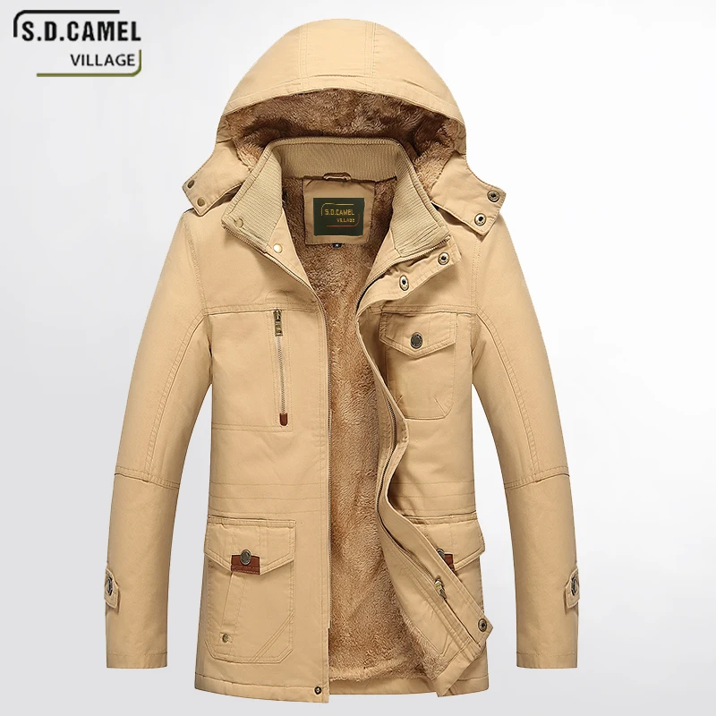 S.D.CAMEL VILLAGE 2017 new winter jacket men's coat brand clothes Thick Cotton Mens Hooded Parka Jackets Coat | Мужская одежда