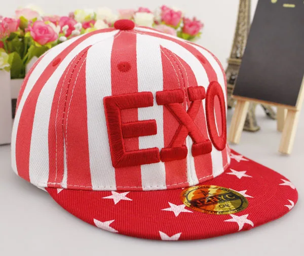 2015 New Children EXO Fashion Sports Snapback Caps Embroidery Baseball Cap Pattern Flat Hip Hop Hats | Тематическая одежда и