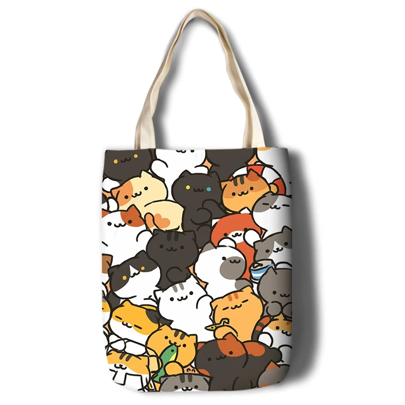 Новый Неко Atsume для женщин холст японского Стиль с рисунком милого кота пляжная