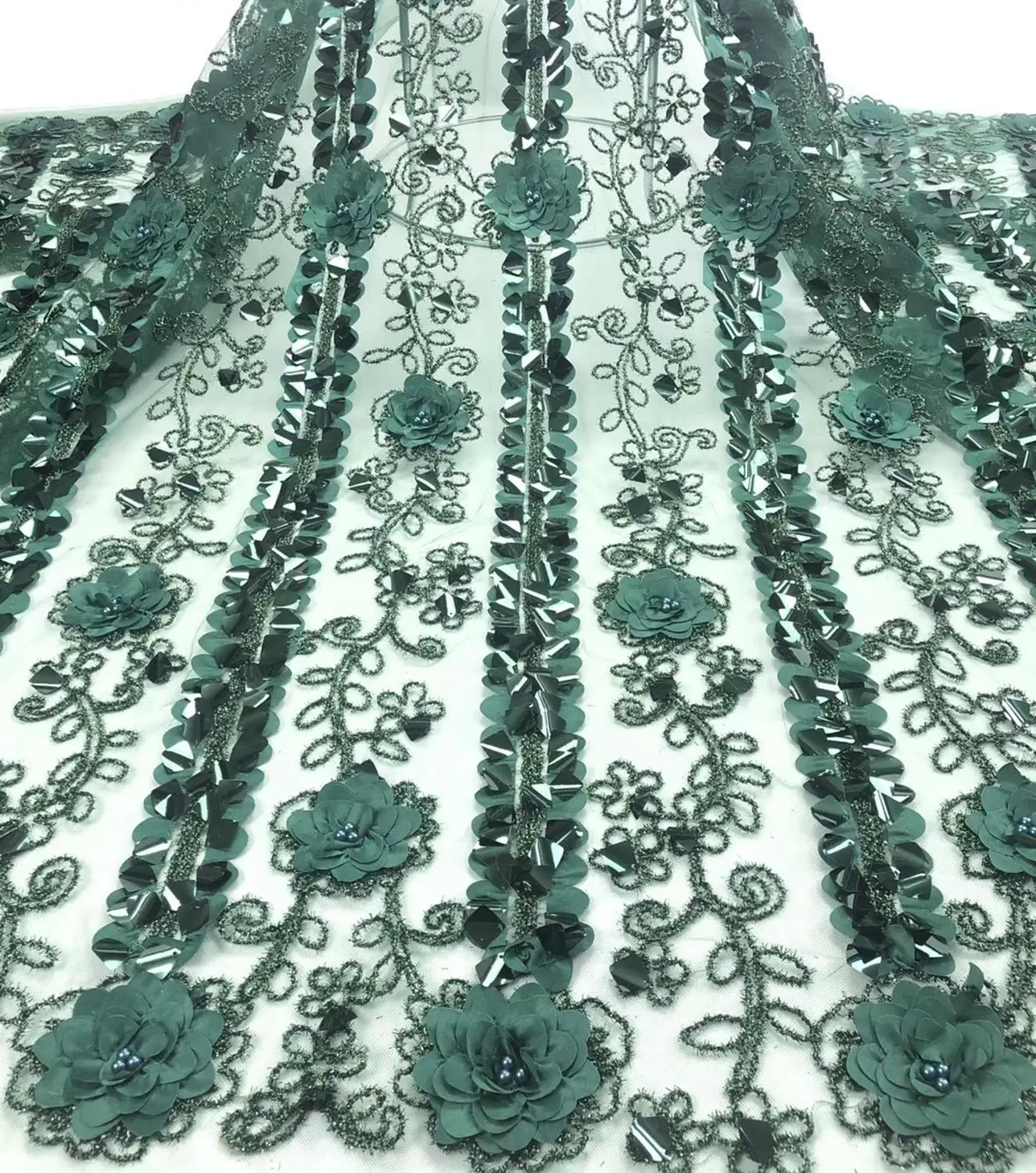 

African Lace Fabric High Quality Lace Material Embroidery Nigerian Lace Fabric With Beads Sequins French Lace Fabric ML7999