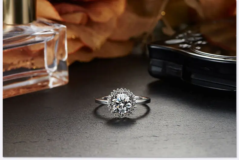 Ювелирные кольца с муассанитом цветочный дизайн 1.00ct карат 18 К белые золотые обручальные кольца для женщин ювелирные украшения подарок для девочки