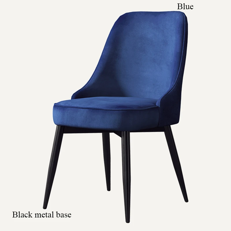 Black base Blue Современный минималистичный высокий отскок ресторанная мебель стул ресторан современный Pu китайский железный стул деревянный кухонный обеденный стул отдых - Цвет: Black base Blue