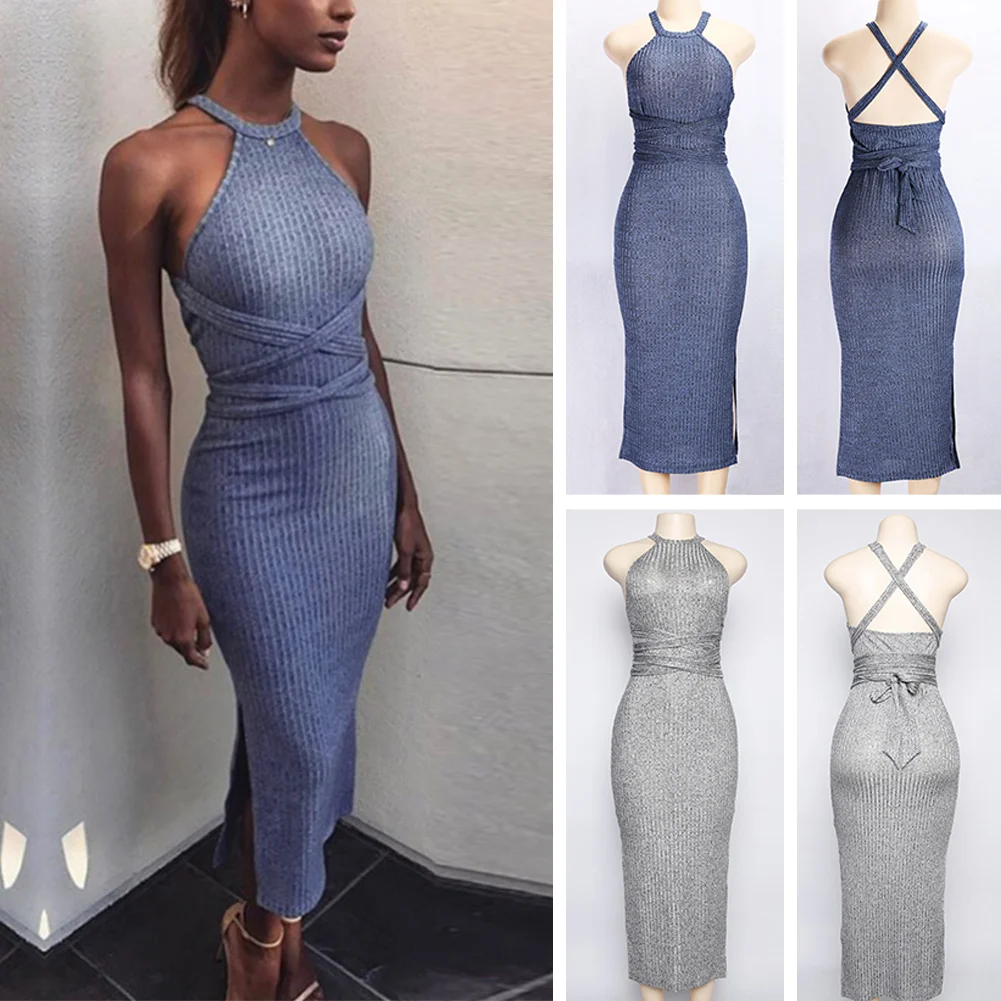 Для женщин для девочек без рукавов с открытыми плечами платье открытой спиной