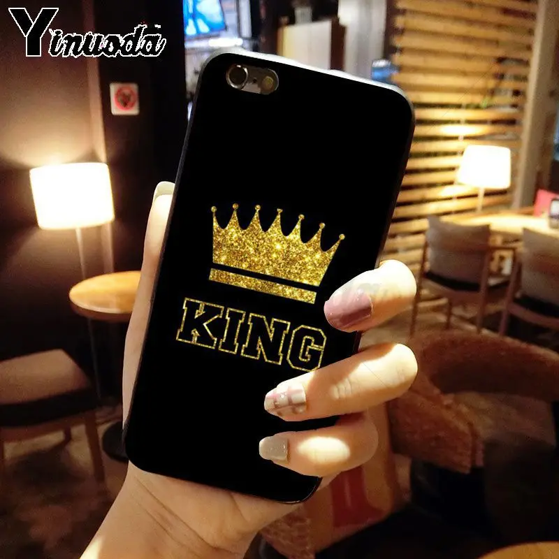Yinuoda King Queen фото Мягкий силиконовый чехол для iphone 8 7 6 6S Plus 5 5S SE XR X XS MAX Coque