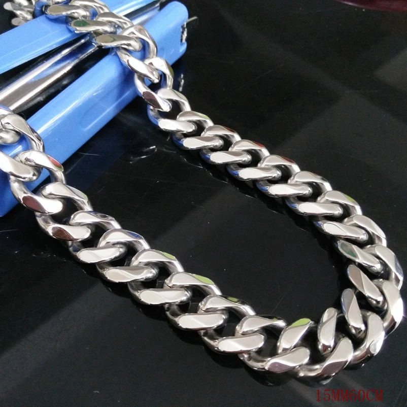 

Mens Jewelry High Quality Gold Tone Stainless Steel Wide Heavy Curb Chain Necklace 13mm/15mm 18in-40in