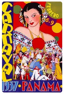 1937 Панама карнавал вечерние путешествия туризм классический ретро ВИНТАЖНЫЙ