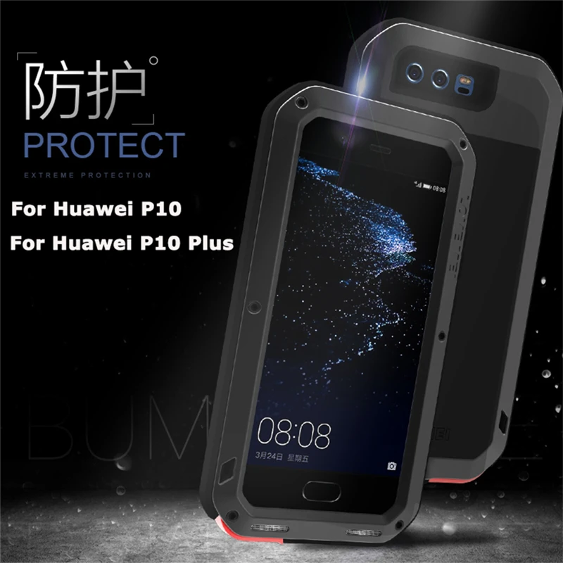 Алюминиевый металлический чехол LOVE MEI для Huawei P10 Plus мощный противоударный