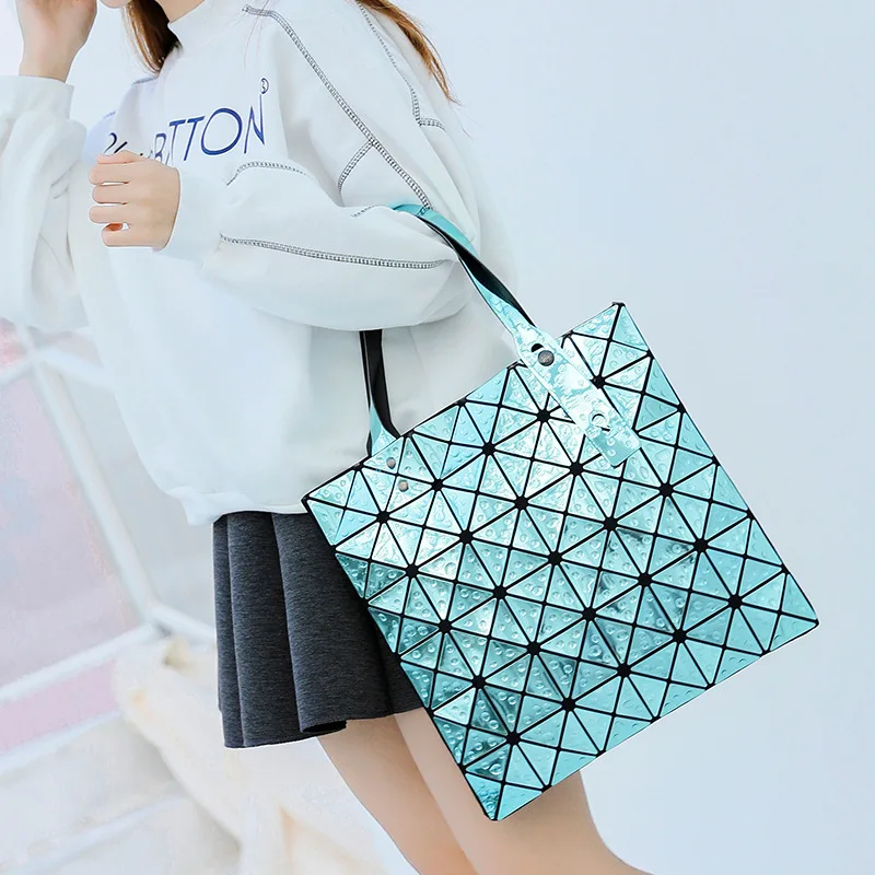Women Bag Folded Ladies luxury Handbag Bags Designer Laser Shoulder Geometric Plaid Tote bolsos mujer For Female | Багаж и сумки