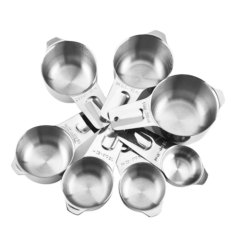 

7pcs/set Measuring Cups Set Durable Single Stainless Steel 7 PCS Measuring Cups Kitchen Measuring Nesting Cups 10set/lot